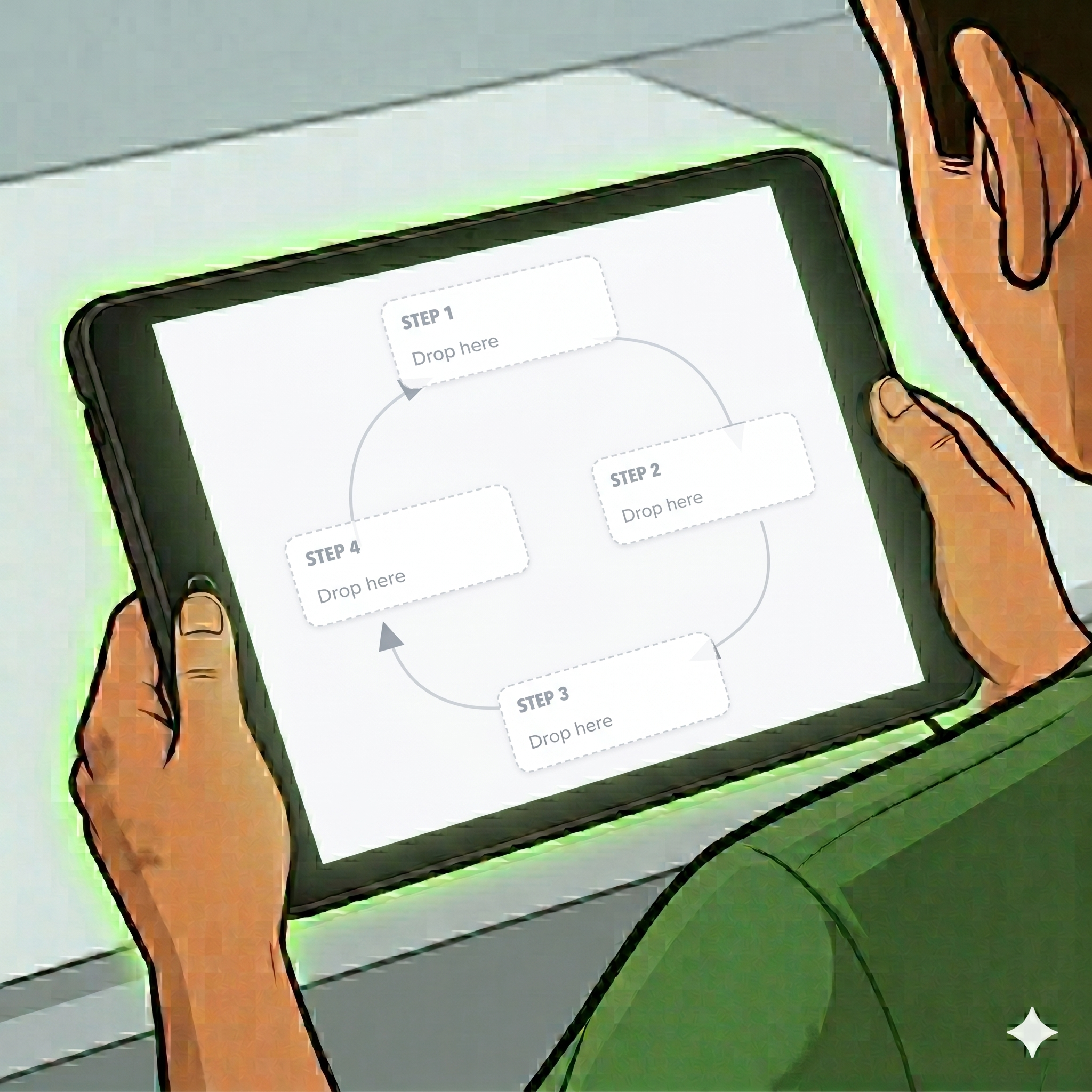 Tablet with blank feedback loop shown